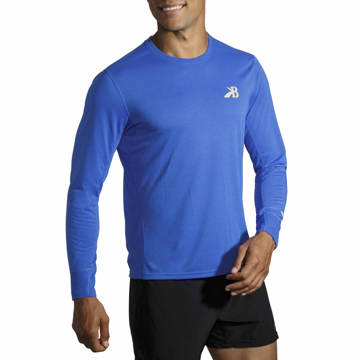 Brooks Distance Graphic t-shirt de course à manches longues pour homme - Heather Bluetiful / Medallion