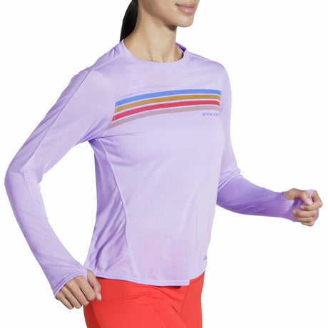 Brooks Distance Graphic t-shirt à manches longues pour femme - Heather Violet Dash / Stripe