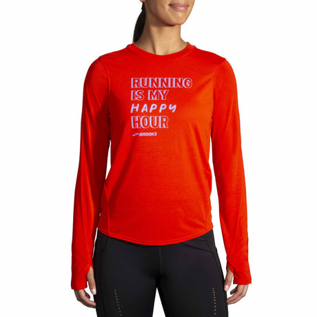 Brooks Distance Graphic t-shirt à manches longues pour femme - Jamberry/Happy Hour