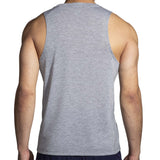 Brooks Distance camisole de course homme dos - Heather ash / Brooks Track Stripe