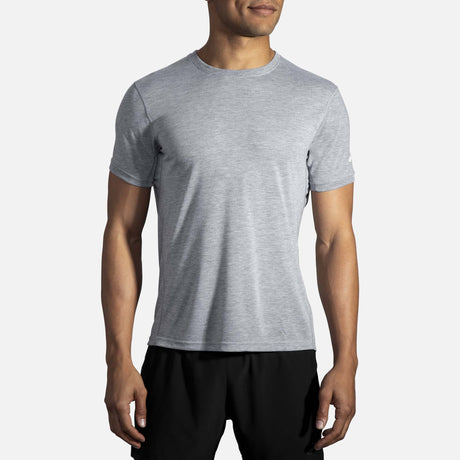 T-shirt Brooks DIstance de course a pied manches courtes heather ash pour homme face