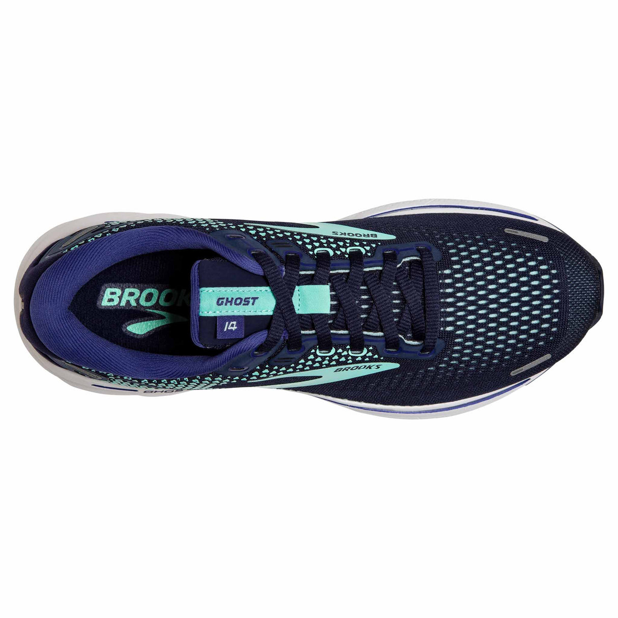 Brooks Ghost 14 chaussures de course à pied pour femme - Peacoat / Yucca / Navy - vue de haut