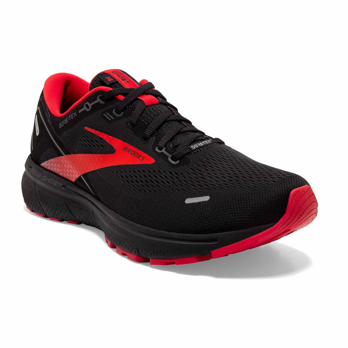 Brooks Ghost 14 GTX chaussures de course à pied pour homme - Black / Blackened Pearl / High Risk Red - angle