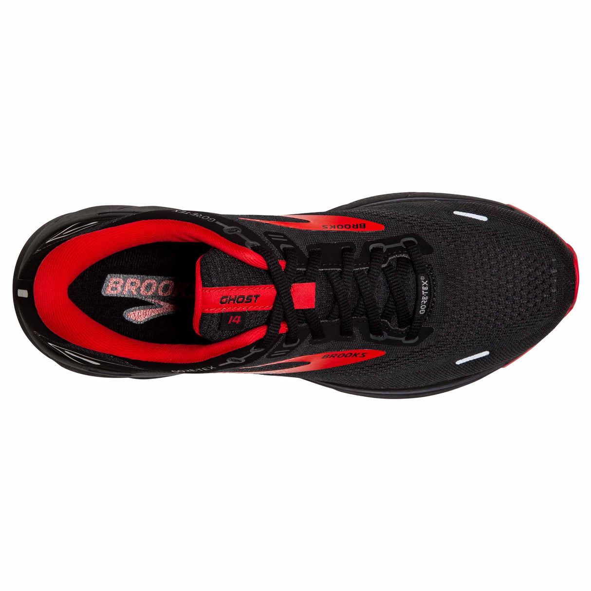 Brooks Ghost 14 GTX chaussures de course à pied pour homme - Black / Blackened Pearl / High Risk Red - vue de haut