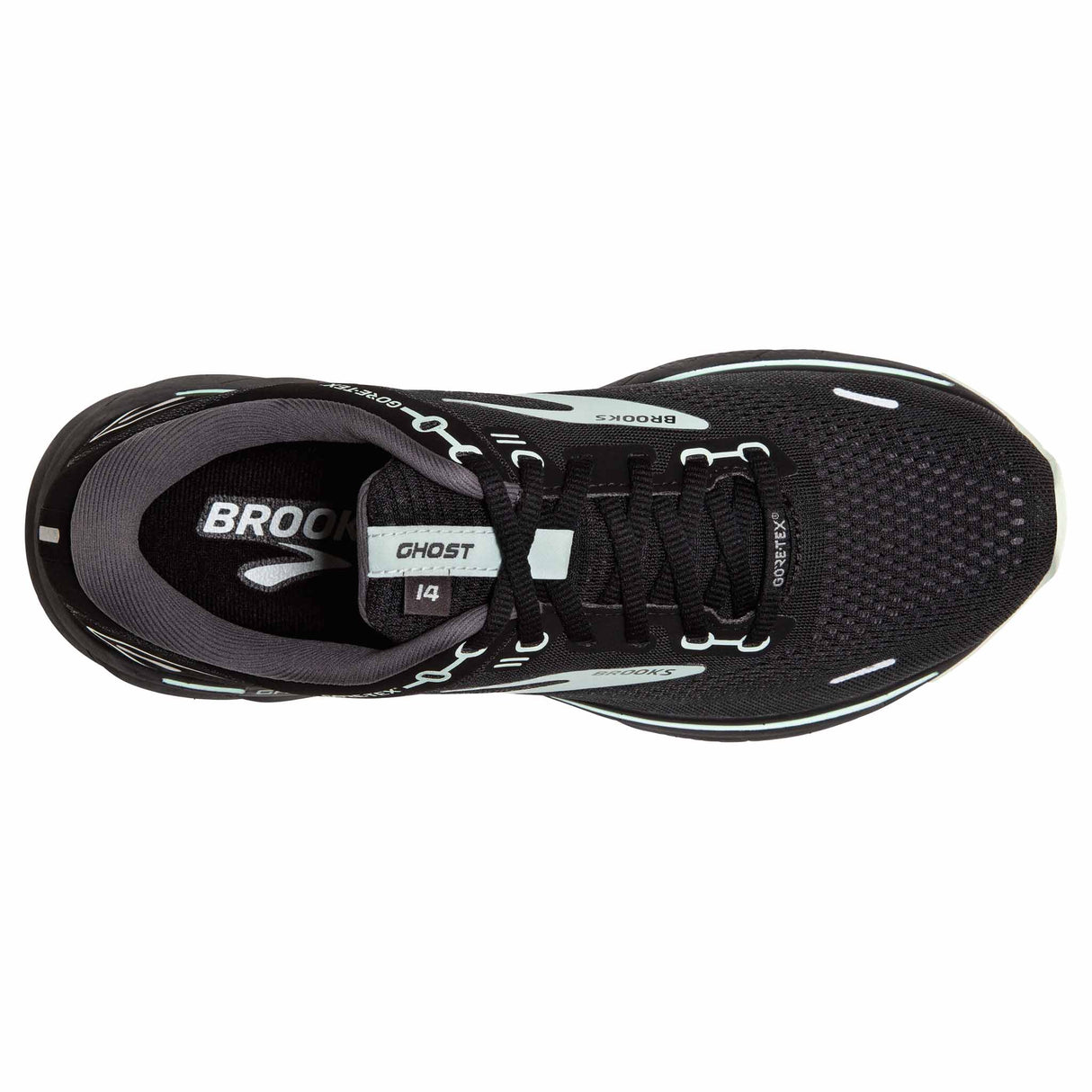 Brooks Ghost 14 GTX chaussures de course à pied pour femme - Black / Blackened Pearl / Aquaglas - Vue de haut