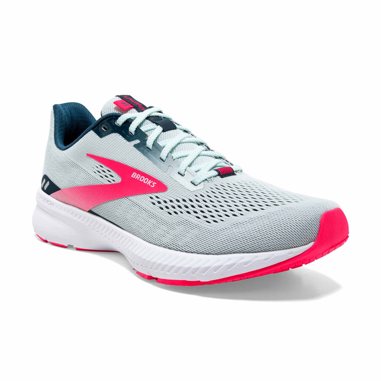 Brooks Launch 8 chaussures de course à pied pour femme - Ice Flow / Navy / Pink - Angle