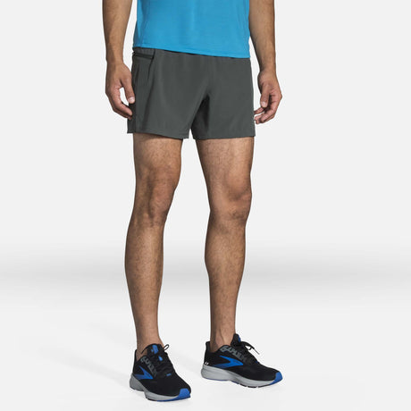 Brooks Sherpa 5 pouces 2-en-1 short de course dark oyster homme face