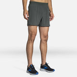 Shorts de course Brooks Sherpa 5 pouces 2 en 1 dark oyster pour homme face 2