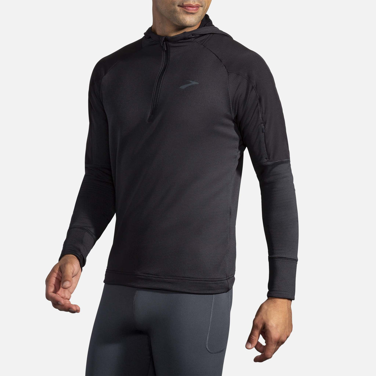 Brooks Notch Thermal Hoodie chandail de course à pied noir homme lateral 2