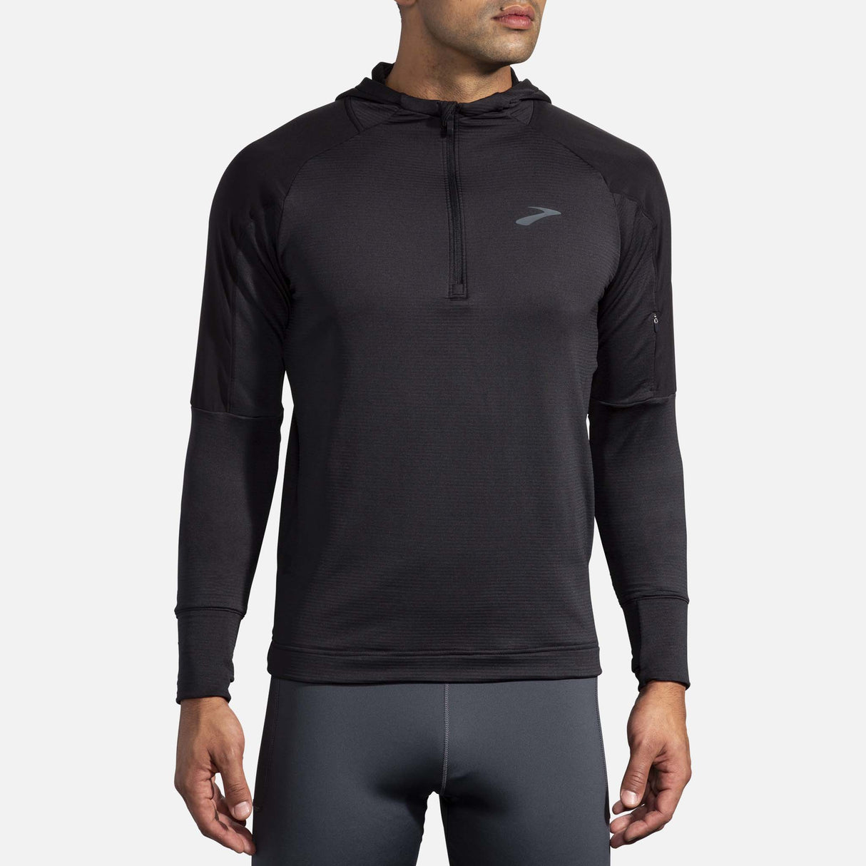 Brooks Notch Thermal Hoodie chandail de course à pied noir homme face