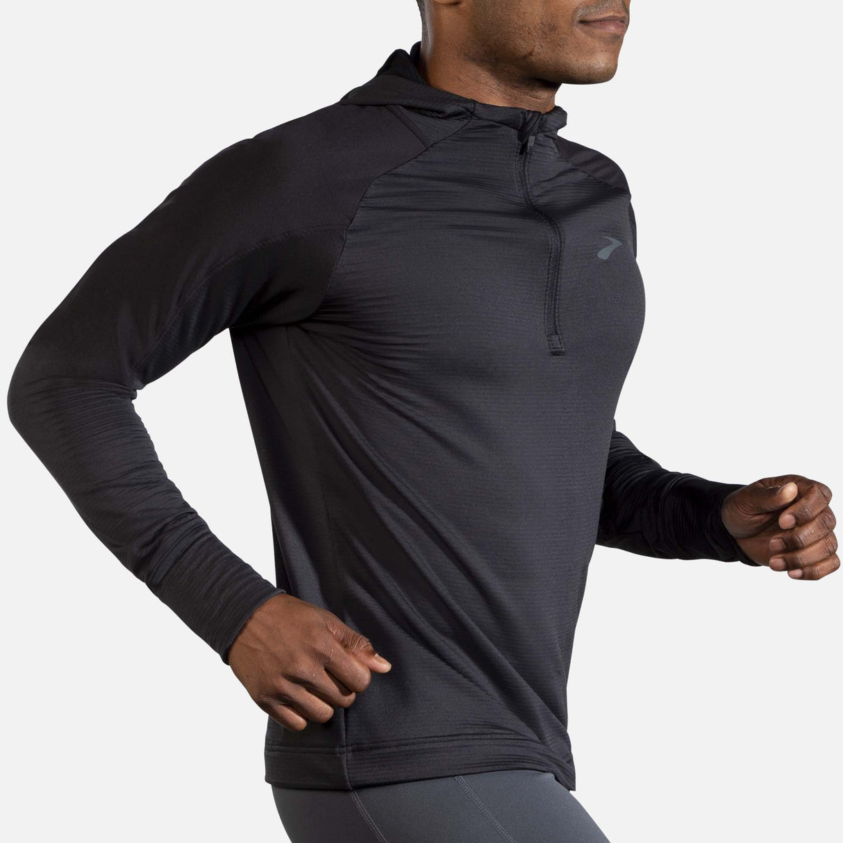 Brooks Notch Thermal Hoodie chandail de course à pied noir homme lateral