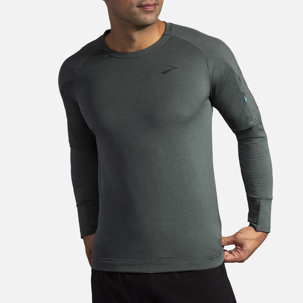 Brooks Notch Thermal chandail de course à manches longues dark oyster homme face