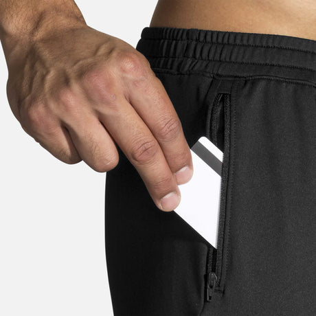 Pantalons jogger de course Brooks Spartan noir pour homme poche