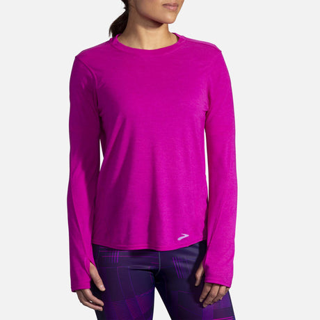 Brooks Distance chadail de course manches longues heather magenta pour femme face 2
