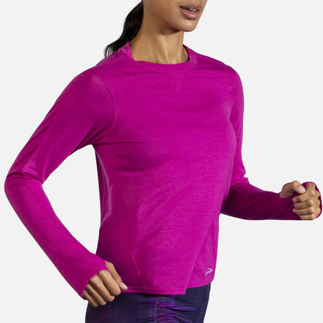 Brooks Distance chadail de course manches longues heather magenta pour femme action