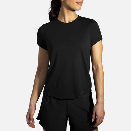 Brooks Distance t-shirt de course a manches courtes noir pour femme face