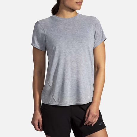 Brooks Distance t-shirt de course a manches courtes heather ash pour femme face