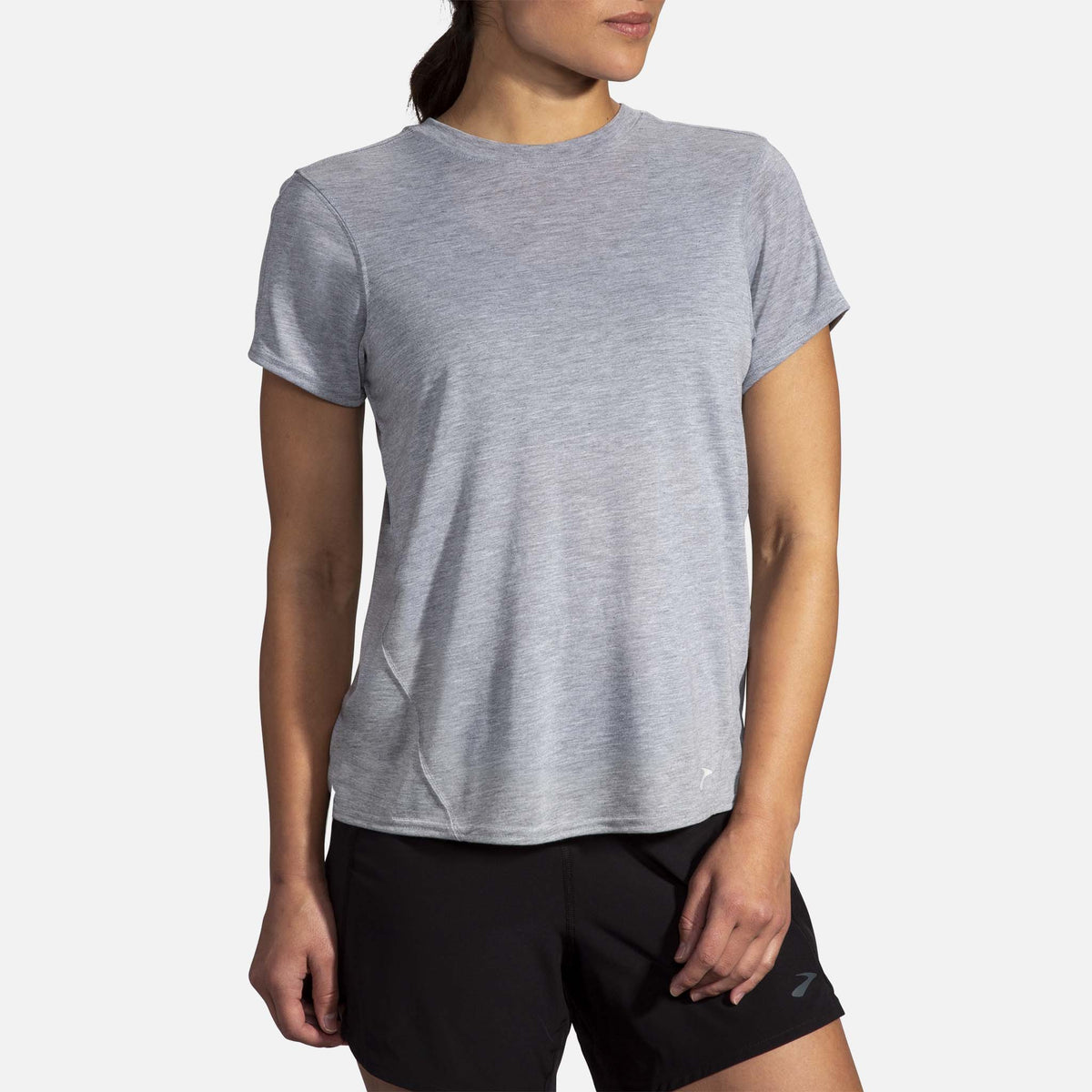 Brooks Distance t-shirt de course a manches courtes heather ash pour femme face