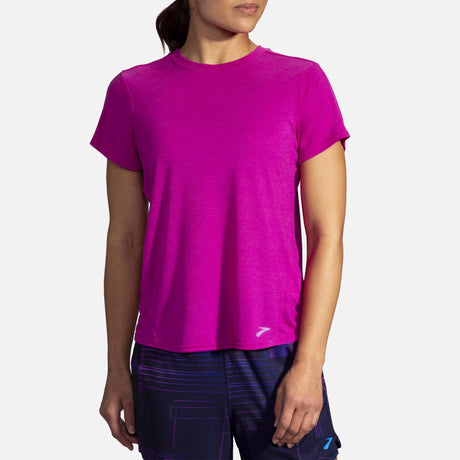 Brooks Distance t-shirt de course a manches courtes heather magenta pour femme face