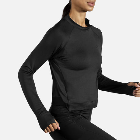 Brooks Notch Thermal chandail de course à manches longues noir femme face lateral