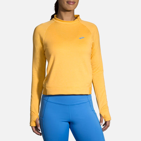 Brooks Notch Thermal chandail de course à manches longues heather saffron femme face 2