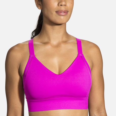 Brooks Drive Interlace Bra magenta heliotrope face