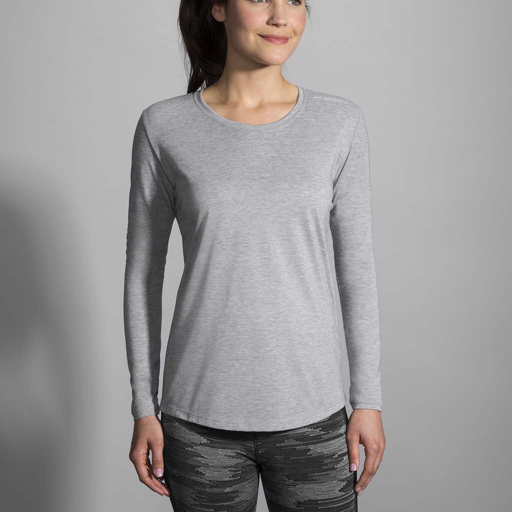 T-shirt manches longues gris argent femme