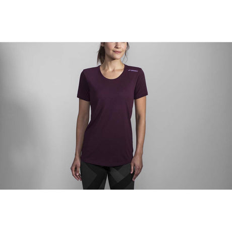 Brooks Distance T-shirt de course manches courtes femme pourpre lv2