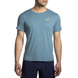 Brooks Distance 2.0 t-shirt de course homme face -Heather Slate Blue