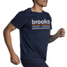 Brooks Distance 2.0 t-shirt de course homme live -Heather Navy/Brooks Track Stripe