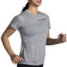 Brooks DIstance 2.0 t-shirt de course femme live-Heather Ash/Brooks Multi