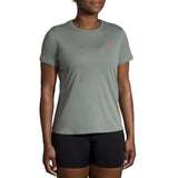 Brooks DIstance 2.0 t-shirt de course femme face-Dark Pebble