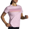 Brooks DIstance 2.0 t-shirt de course femme live-Quartz/Gradient Stripe