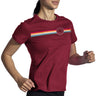 Brooks DIstance 2.0 t-shirt de course femme live-Heather Razzmatazz/Rainbow Stripe