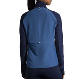 Brooks Fusion Hybrid Jacket manteau de course à pied navy blue ash ice blue pour femme dos