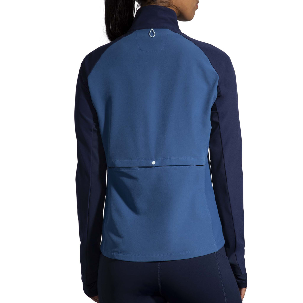 Brooks Fusion Hybrid Jacket manteau de course à pied navy blue ash ice blue pour femme dos