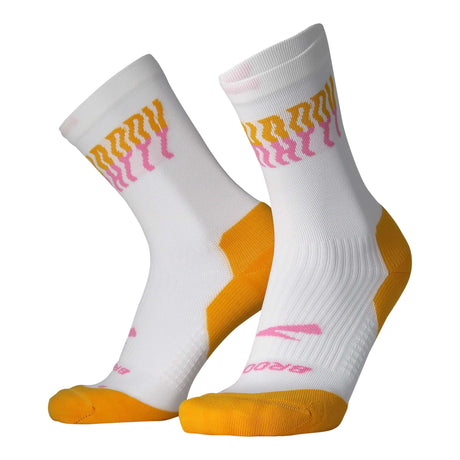 Brooks Ghost Crew chaussettes de course à pied -Blanc/Run Happy