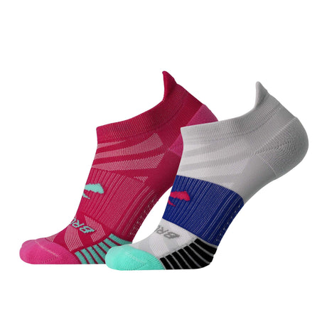 Brooks Ghost Lite No Show 2-Pack chaussettes de course unisexe -Pink/Salt & Light Grey/Salt