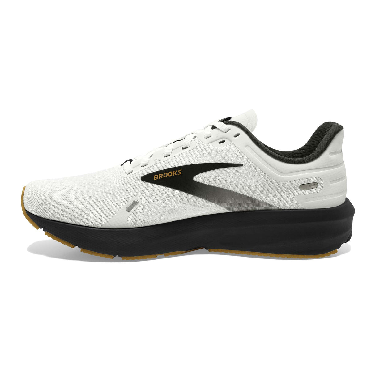 Brooks Launch 9 running homme lateral- white black tan