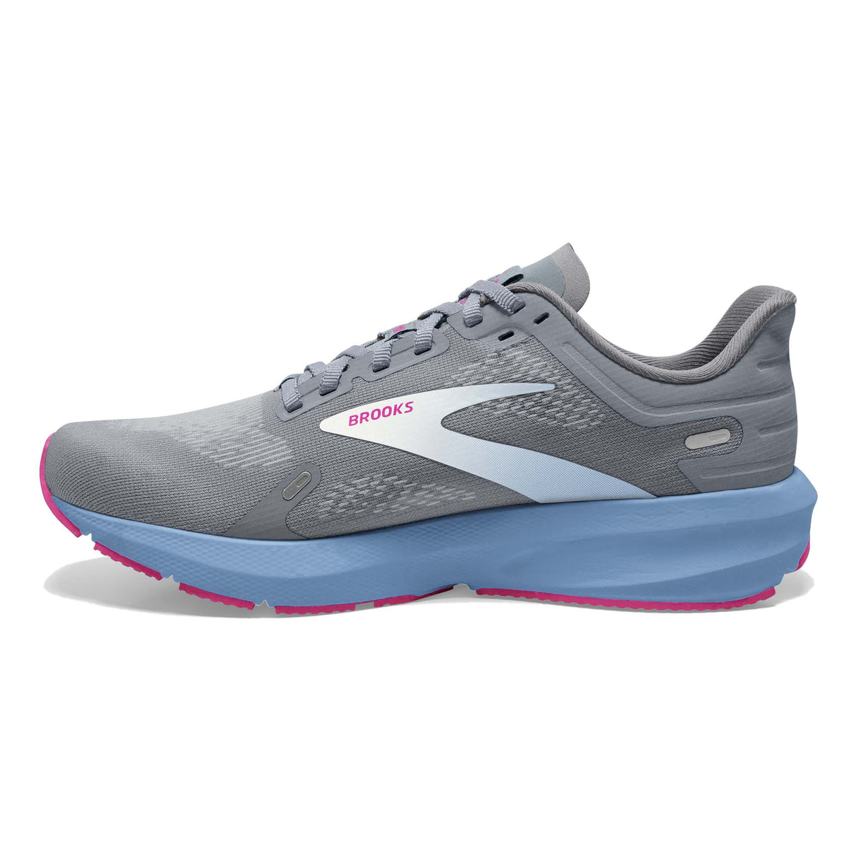 Brooks Launch 9 running femme lateral- grey blue pink