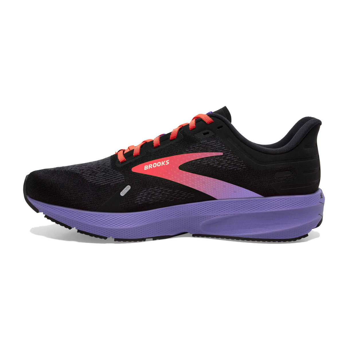 Brooks Launch 9 running femme lateral- black coral purple