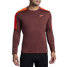 Chandail de course à pied à manches longues Brooks Notch Thermal 2.0 Run Raisin Vivid Flame homme face