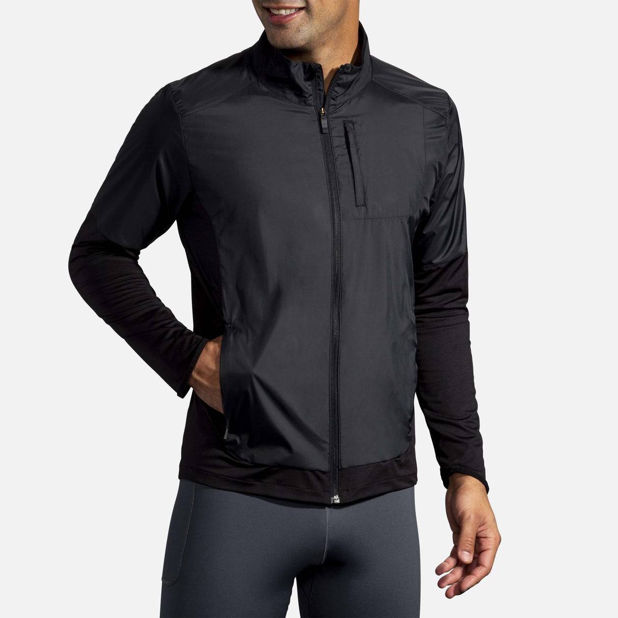 Brooks Fusion Hybrid Jacket manteau de course à pied noir homme face 2