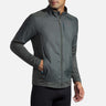 Brooks Fusion Hybrid Jacket manteau de course à pied dark oyster homme face