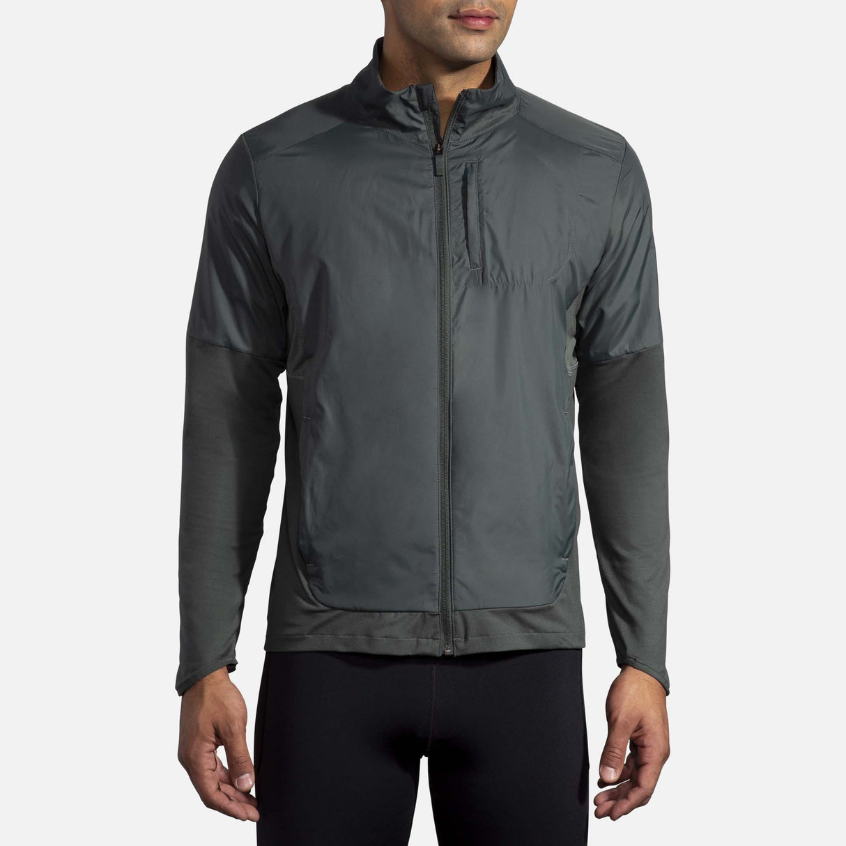 Brooks Fusion Hybrid Jacket manteau de course à pied dark oyster homme face 2