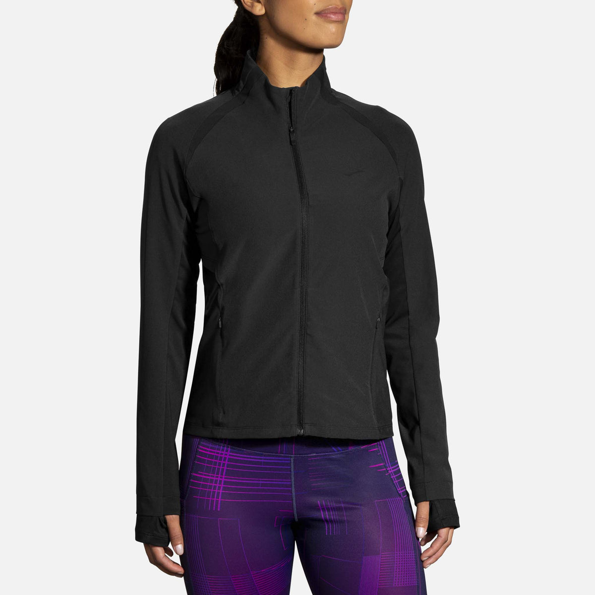 Brooks Fusion Hybrid Jacket manteau de course à pied noir pour femme face