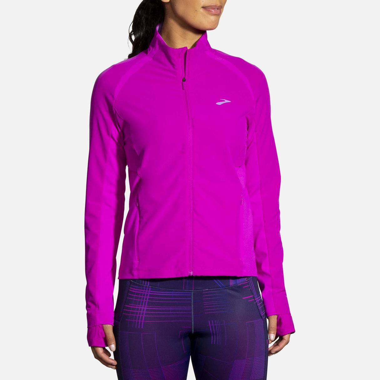 Brooks Fusion Hybrid Jacket manteau de course à pied magenta pour femme face