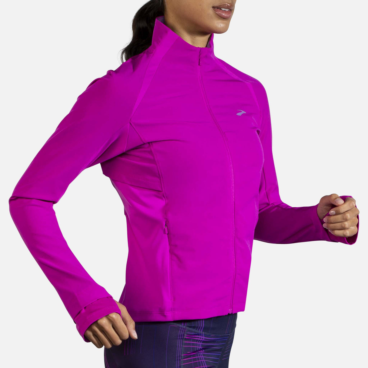 Brooks Fusion Hybrid Jacket manteau de course à pied magenta pour femme lateral