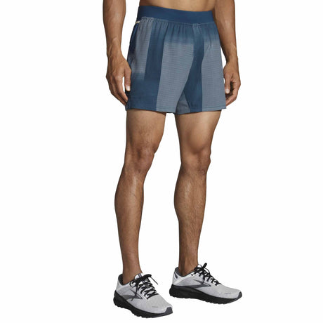 Brooks Sherpa 5-inch short de course à pied pour homme - Indigo Rush Altitude Print