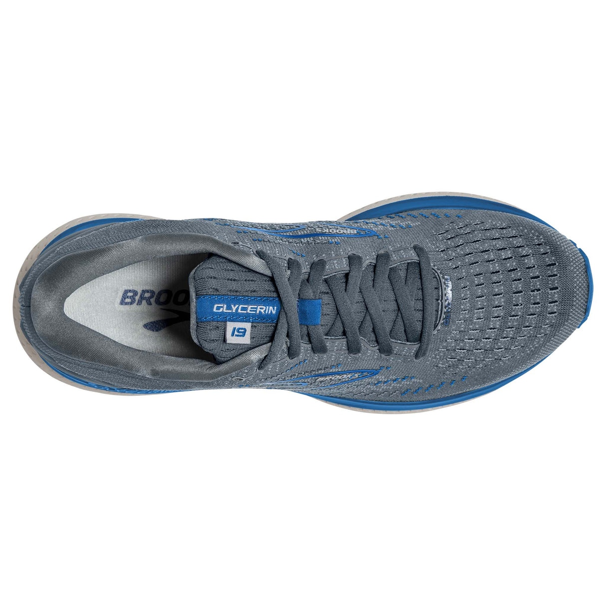 Brooks Glycerin 19 souliers course homme quarry grey dark blue empeigne